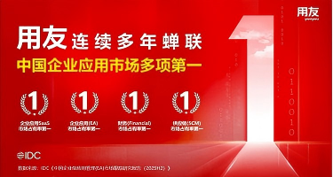 IDC：用友再度蝉联中国企业应用SaaS市场第一！