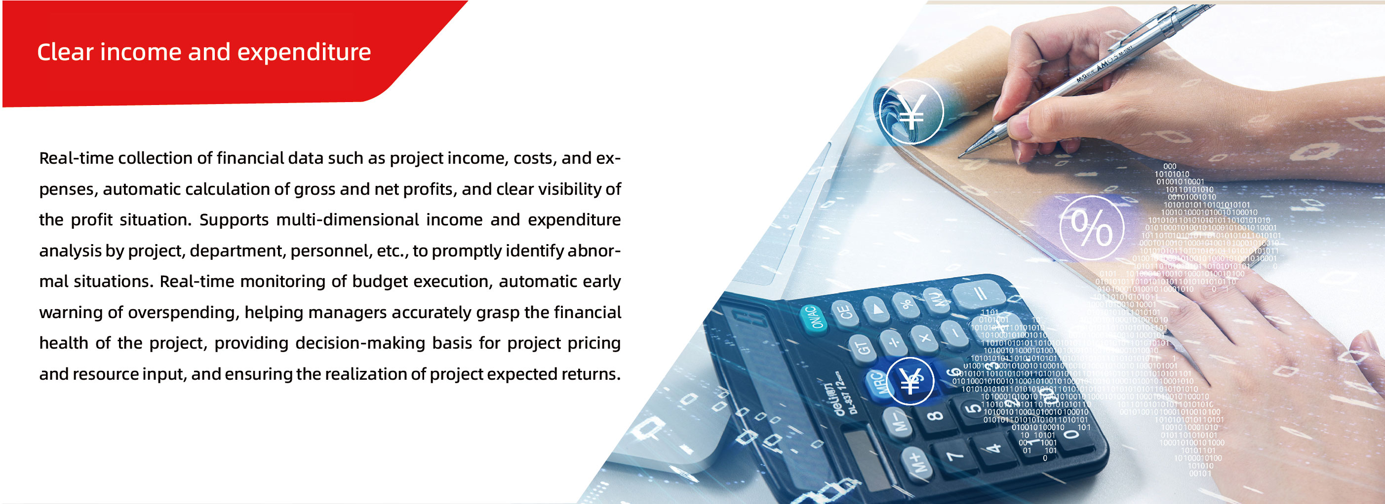 Clear income and expenditure